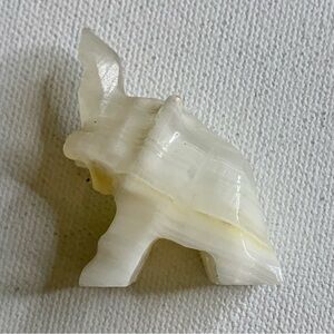 Banded Yellow Calcite Carved Elephant Figurine Miniature Animal Carving 1.75"